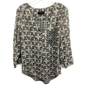 Fred David Grey Blouse Hi Low Hem with front pocket size medium